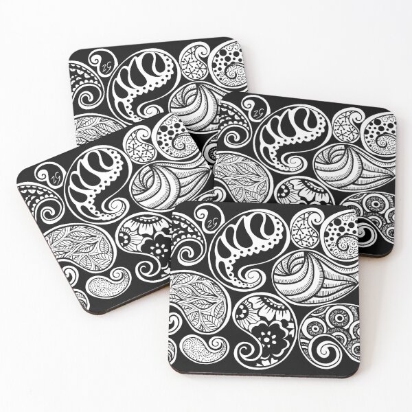 Item preview, Paisley henna design in black and white designed and sold by ZeborahGrace.