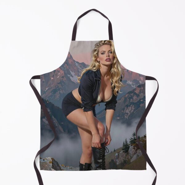 Item preview, Blonde woman black outfit alpenglow mountains designed and sold by CathryneDelamort.