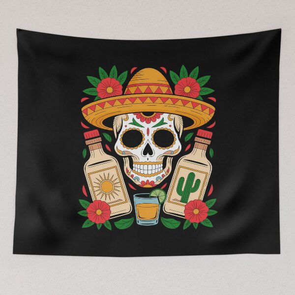Item preview, Skull Cinco De Mayo Mexican Drinking designed and sold by tiekanamac.