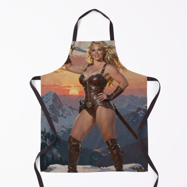 Item preview, Blonde warrior in leather armor atop snowy peak designed and sold by CathryneDelamort.