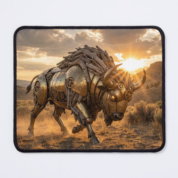 Item preview, Steampunk Driftwood Art Nouveau Bison designed and sold by Tridentulus.