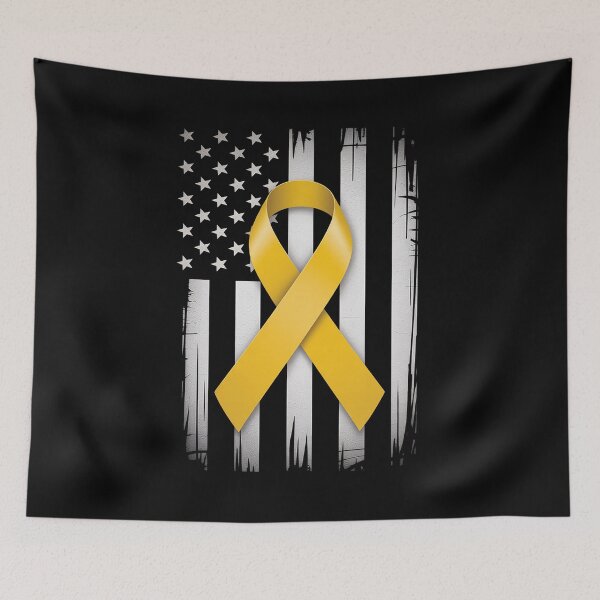 Item preview, Bone Cancer Awareness USA Flag Yellow Ribbon designed and sold by catsdothingz.