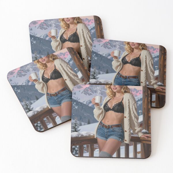 Item preview, Blonde woman sips coffee alpenglow designed and sold by CathryneDelamort.