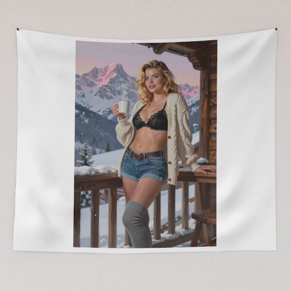 Item preview, Blonde woman sips coffee alpenglow designed and sold by CathryneDelamort.