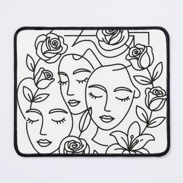 Item preview, Elegant Floral Line Art with Geometric Accents designed and sold by Wonderful Designs.