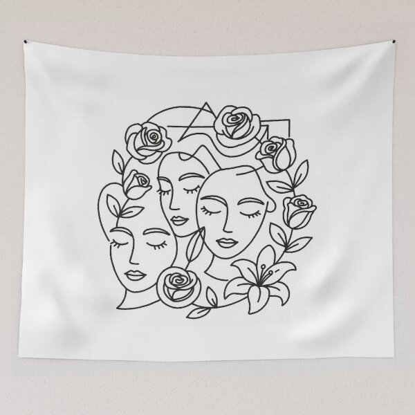 Item preview, Elegant Floral Line Art with Geometric Accents designed and sold by Wonderful Designs.