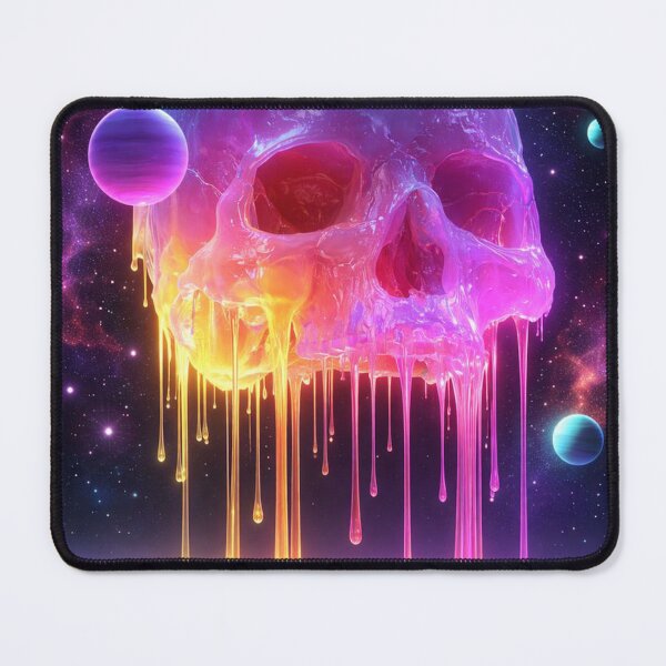 Item preview, Melting Skull in Space Neon Cosmic Surreal Galaxy Art designed and sold by ArgentoArt.