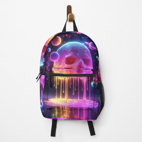 Item preview, Melting Skull in Space Neon Cosmic Surreal Galaxy Art designed and sold by ArgentoArt.