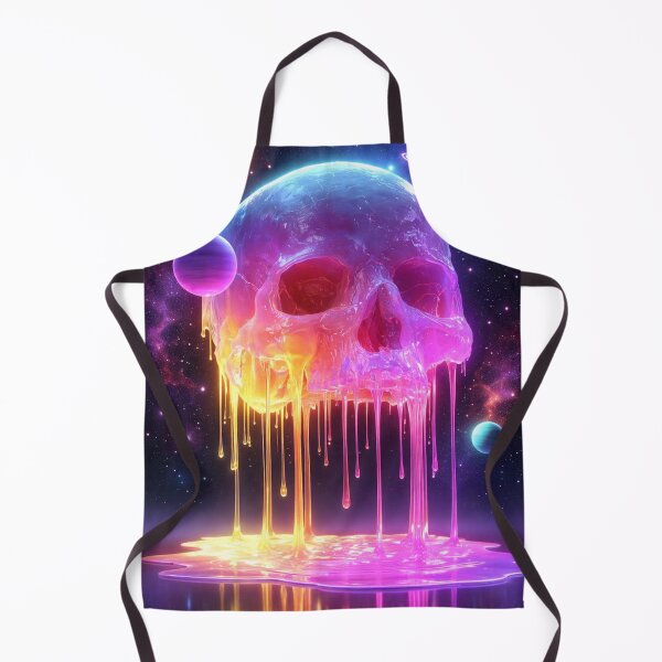 Item preview, Melting Skull in Space Neon Cosmic Surreal Galaxy Art designed and sold by ArgentoArt.
