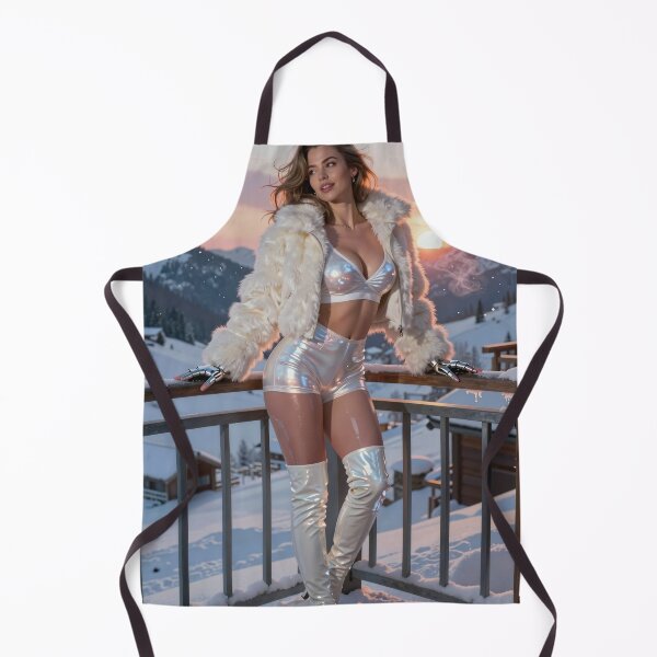 Item preview, Woman in shiny outfit on snowy balcony designed and sold by CathryneDelamort.