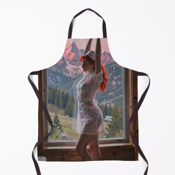 Item preview, Red-haired nurse stretches by window designed and sold by CathryneDelamort.