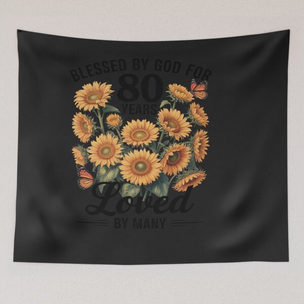 Item preview, Blessed By God For 80 Years Loved Sunflower 80th Birthday designed and sold by VladimiaPutin.