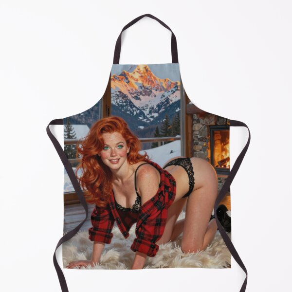Item preview, Red-haired woman in plaid shirt near fireplace designed and sold by CathryneDelamort.