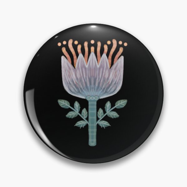 Item preview, Pasque flower, Gray, folklore pattern drawn, pastel art,  designed and sold by Dormitria.