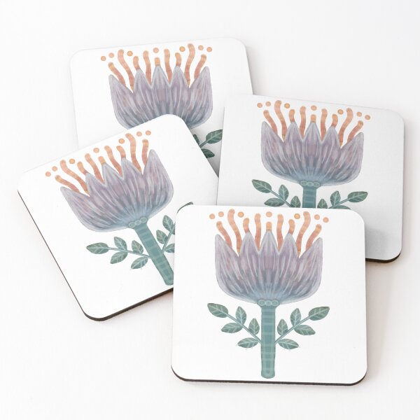 Item preview, Pasque flower, Gray, folklore pattern drawn, pastel art,  designed and sold by Dormitria.