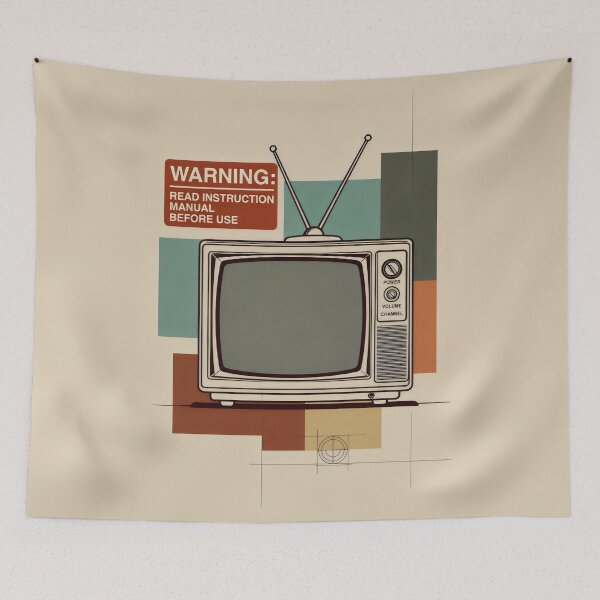 Item preview, Retro Vintage TV Warning Sign Aesthetic Mid-Century Graphic Art designed and sold by SplashTastic.
