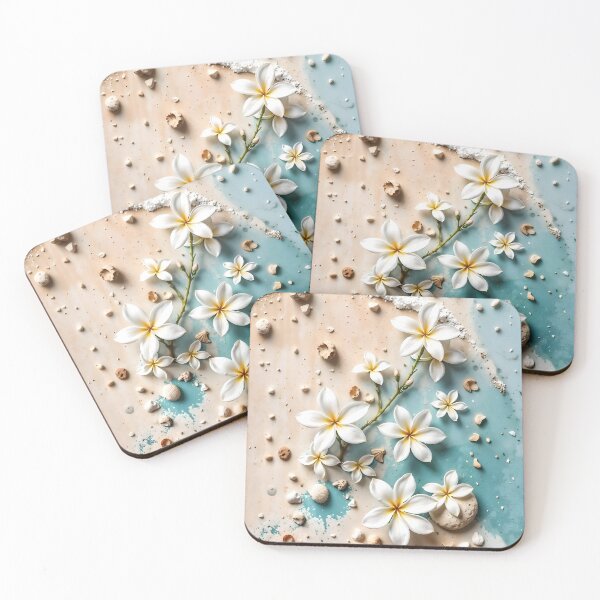Item preview, Frangipani Plumeria Abstract Azure Coast Collage designed and sold by SolaoLab.