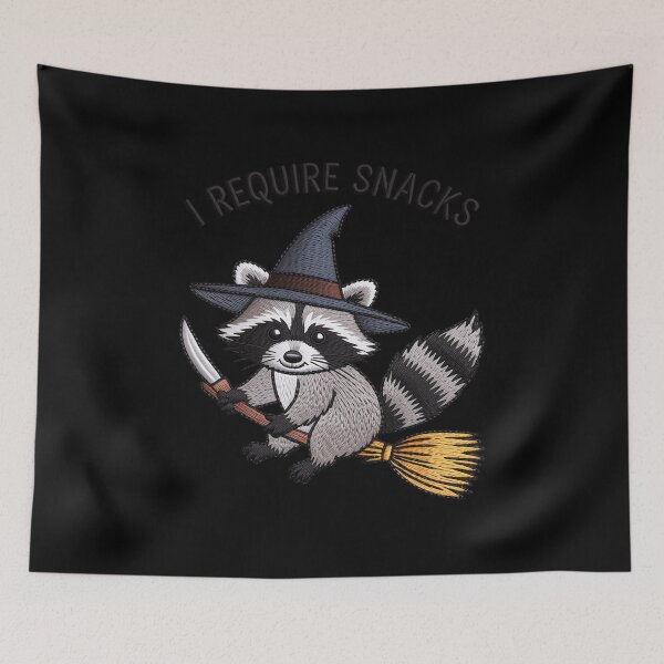 Item preview, I Require Snacks Raccoon Witch Hat Halloween designed and sold by FluoroWave.