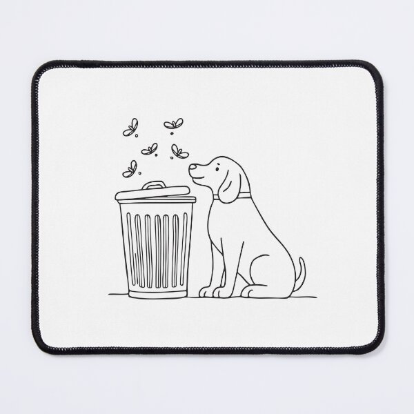 Item preview, A trash bin beside a dog with flies flying above   designed and sold by rasagamastore.