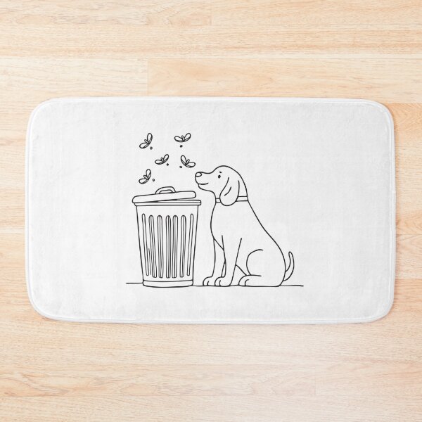 Item preview, A trash bin beside a dog with flies flying above   designed and sold by rasagamastore.