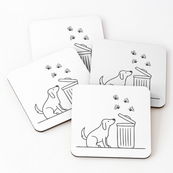 Item preview, A trash bin next to a dog with flies circling   designed and sold by rasagamastore.