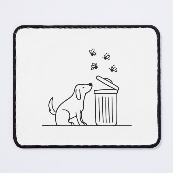 Item preview, A trash bin next to a dog with flies circling   designed and sold by rasagamastore.