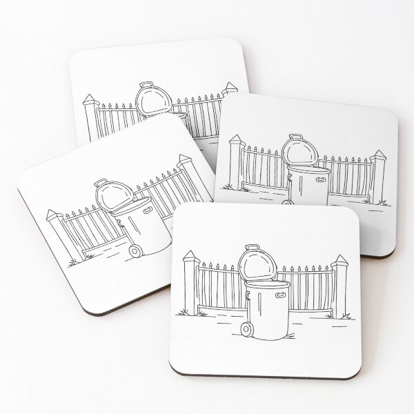 Item preview, A trash bin in front of a fence gate with the lid missing   designed and sold by rasagamastore.