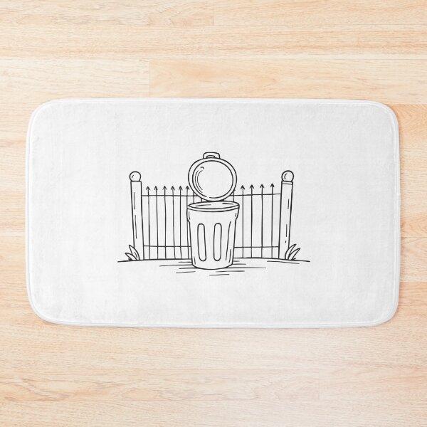 Item preview, A lidless trash bin placed before a fence gate   designed and sold by rasagamastore.