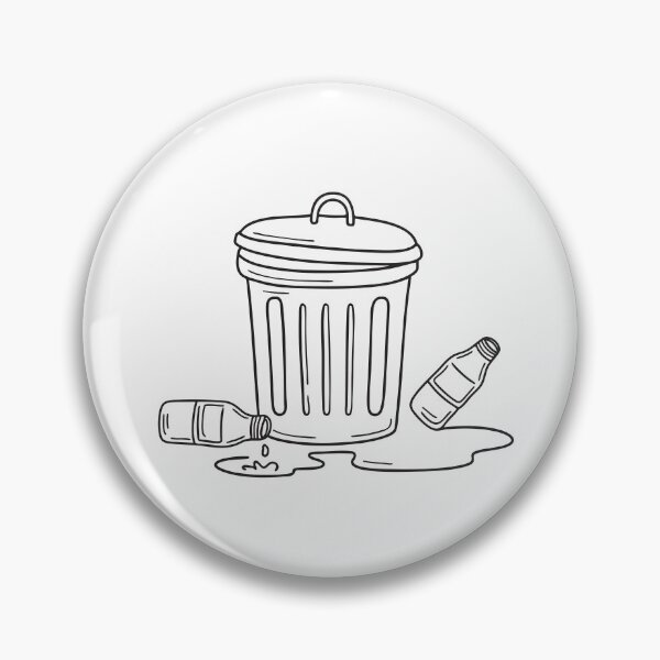 Item preview, A trash bin close to a leaking pipe, bottles scattered nearby   designed and sold by rasagamastore.
