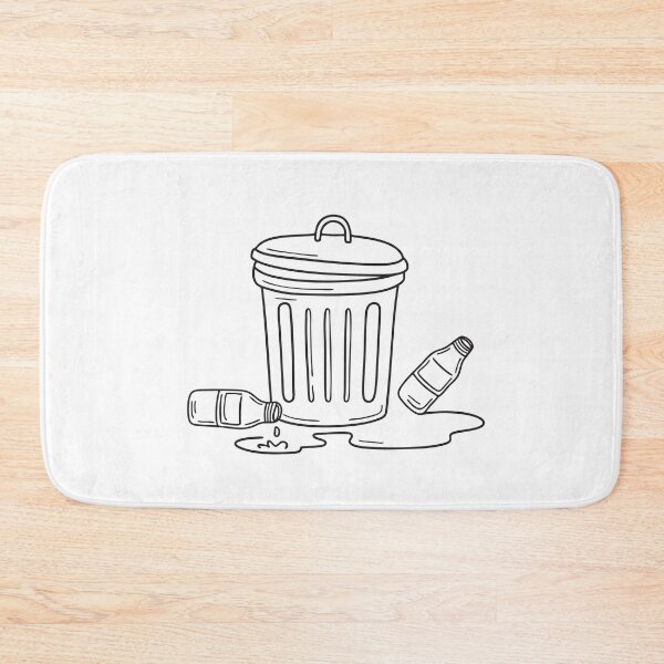 Item preview, A trash bin close to a leaking pipe, bottles scattered nearby   designed and sold by rasagamastore.