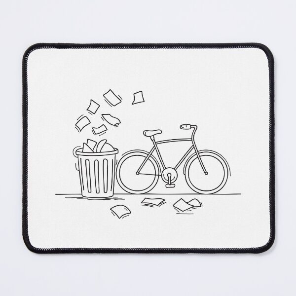 Item preview, A trash bin beside a parked bicycle, papers all over the ground designed and sold by rasagamastore.