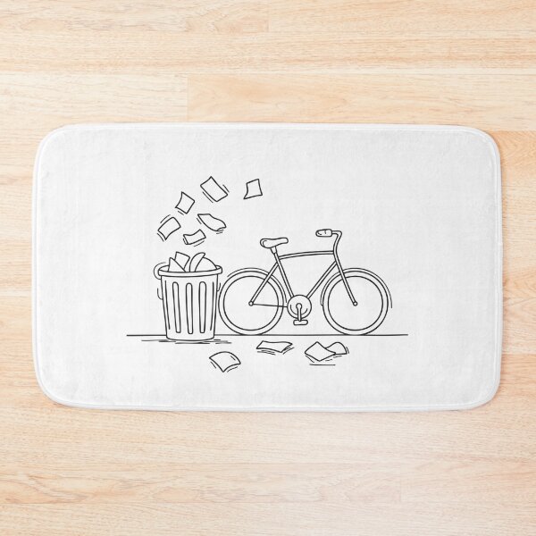 Item preview, A trash bin beside a parked bicycle, papers all over the ground   designed and sold by rasagamastore.