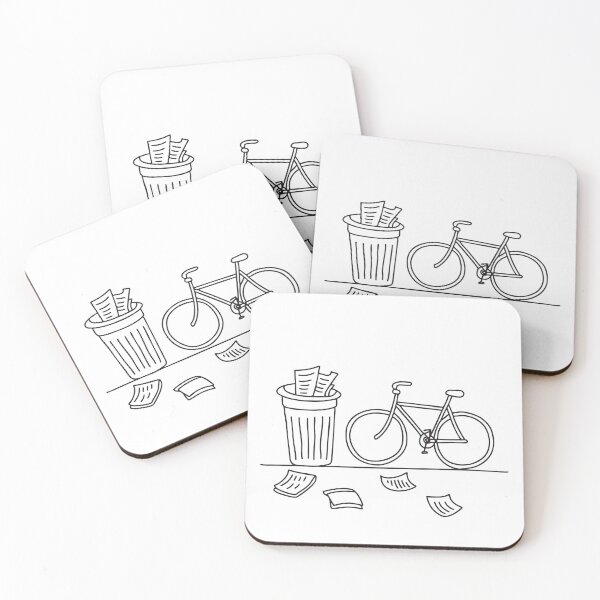 Item preview, A trash bin next to a bike with loose papers around it   designed and sold by rasagamastore.