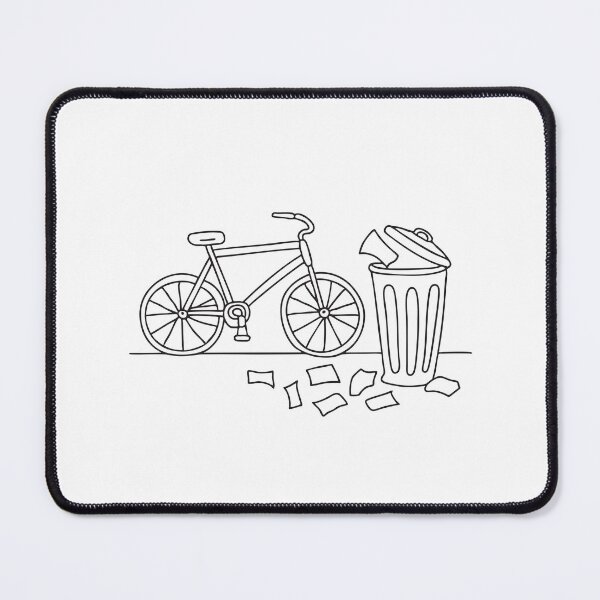 Item preview, A trash bin behind a bicycle, surrounded by scattered papers   designed and sold by rasagamastore.