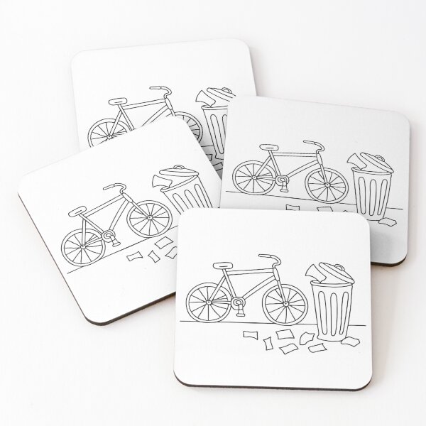 Item preview, A trash bin behind a bicycle, surrounded by scattered papers   designed and sold by rasagamastore.