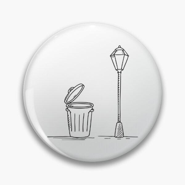 Item preview, A trash bin under a streetlamp with its lid completely open   designed and sold by rasagamastore.