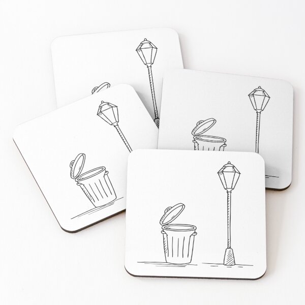 Item preview, A trash bin under a streetlamp with its lid completely open   designed and sold by rasagamastore.
