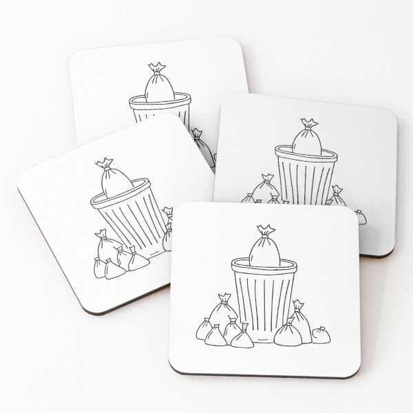 Item preview, A trash bin surrounded by wrappers with one bag sticking out   designed and sold by rasagamastore.