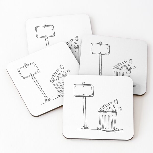 Item preview, A trash bin under a leaning sign with trash spilling out   designed and sold by rasagamastore.