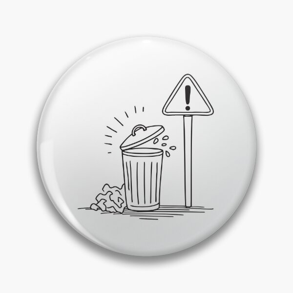 Item preview, A trash bin beneath a tilted signpost, garbage scattered below   designed and sold by rasagamastore.