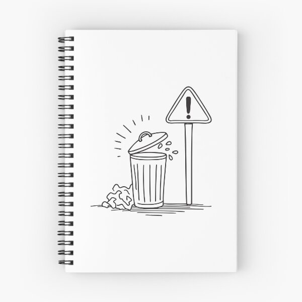 Item preview, A trash bin beneath a tilted signpost, garbage scattered below   designed and sold by rasagamastore.