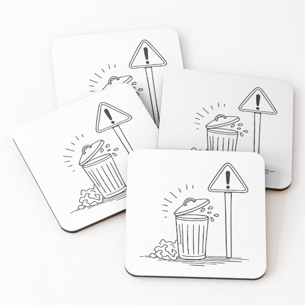 Item preview, A trash bin beneath a tilted signpost, garbage scattered below   designed and sold by rasagamastore.