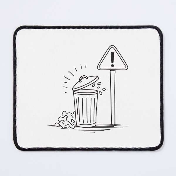Item preview, A trash bin beneath a tilted signpost, garbage scattered below   designed and sold by rasagamastore.