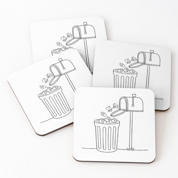 Item preview, A trash bin with crumpled paper poking out beside a mailbox   designed and sold by rasagamastore.