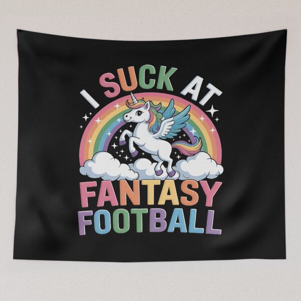 Item preview, I Suck at Fantasy Football Poop Unicorn Rainbow Loser designed and sold by FluoroWave.