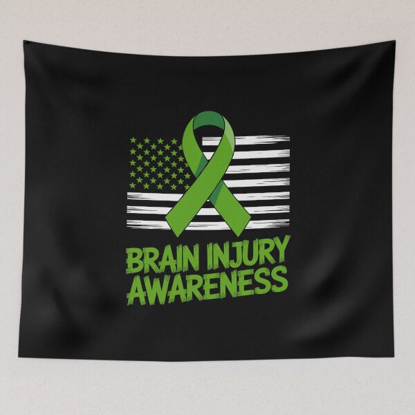 Item preview, Brain Injury Awareness US Flag designed and sold by tiemacopaxer.