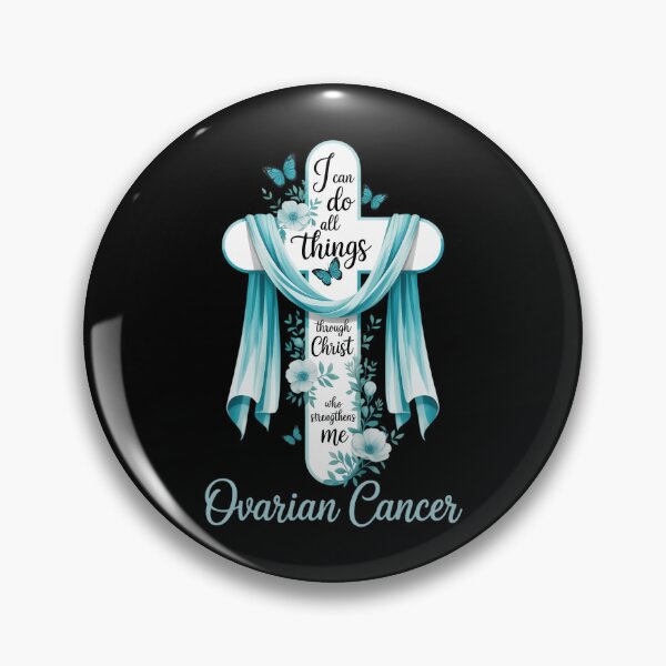 Item preview, Christian Cross Teal Ribbon Survivor Fighter Ovarian Cancer designed and sold by IdunayaStore.
