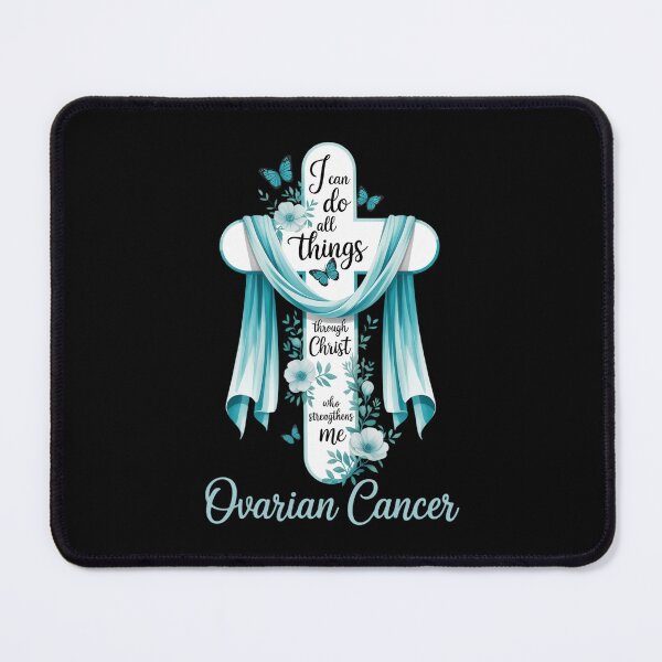 Item preview, Christian Cross Teal Ribbon Survivor Fighter Ovarian Cancer designed and sold by IdunayaStore.