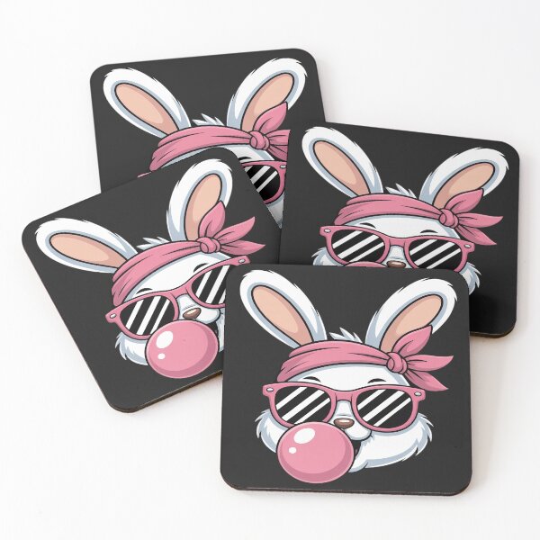 Artikelvorschau, Hase bläst Kaugummi mit rosa Sonnenbrille und Osterhase für Mädchen entworfen und verkauft von Rackaam.