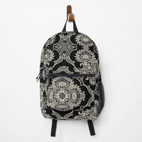 Item preview, Black & Cream Vintage Damask Floral Pattern designed and sold by Kruti Collection.